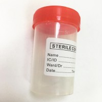 Hospital style sterile urine sample specimen container with lid